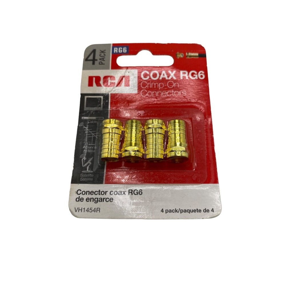 RCA VH1454R Coax RG6 Crimp-On Connectors 4-Pack Lifetime Warranty